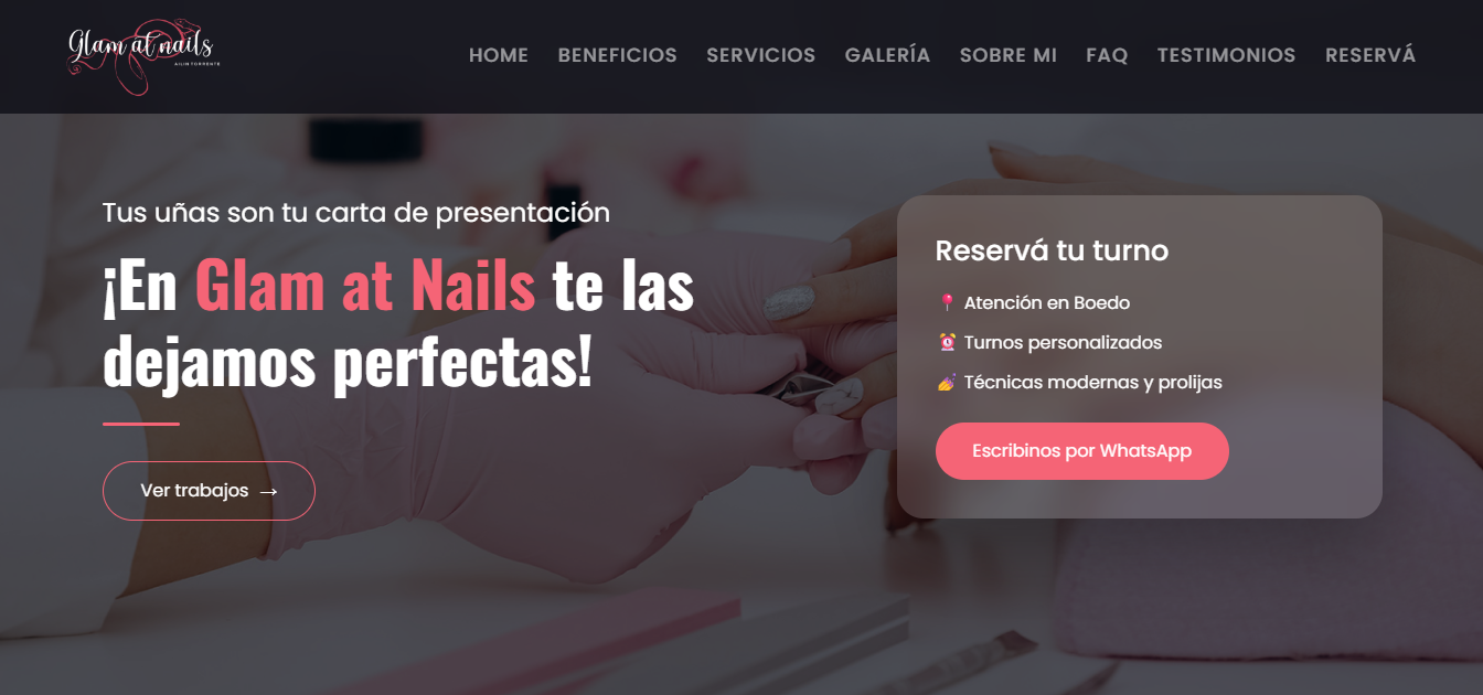 Glam at Nails — landing page